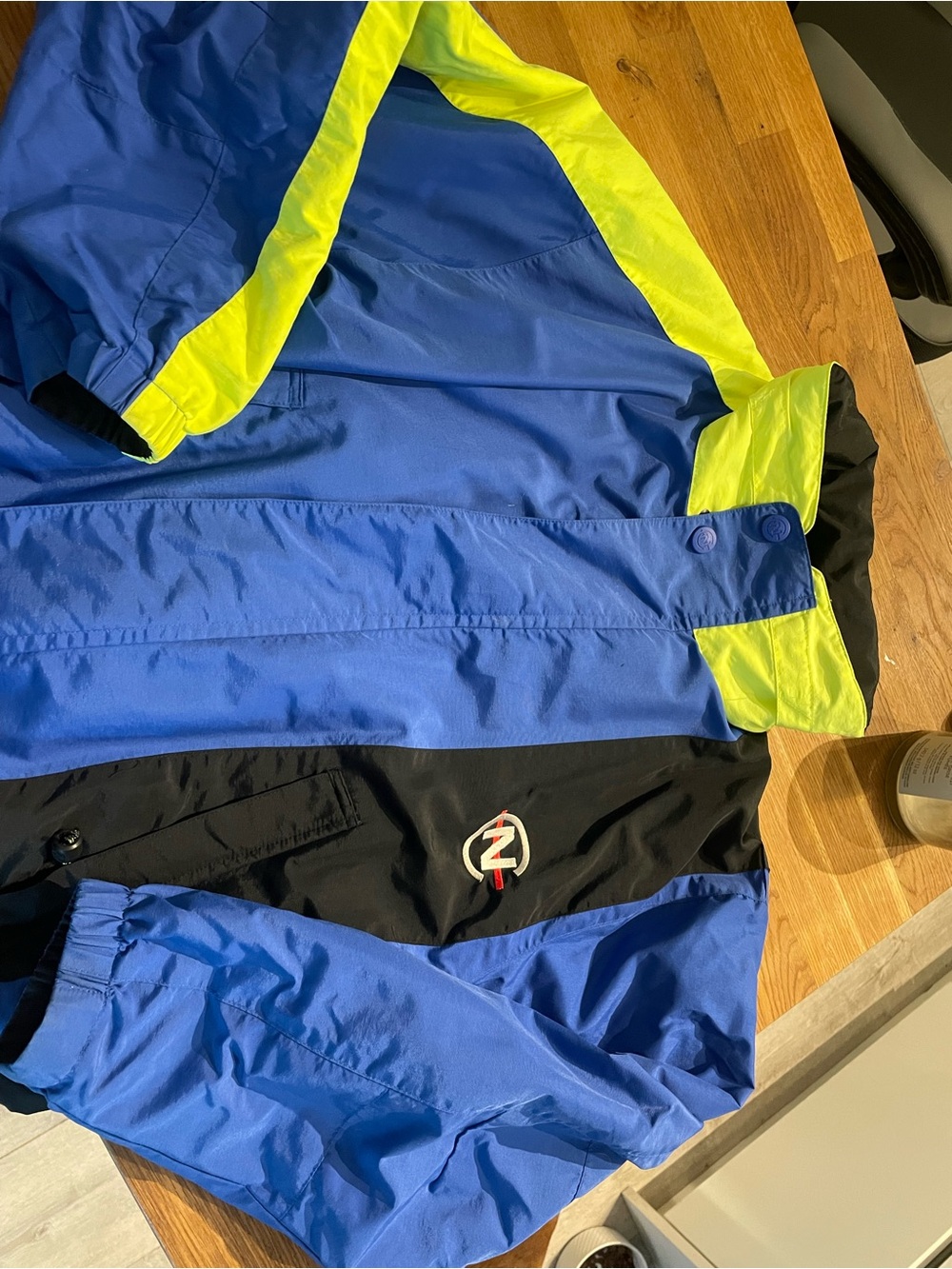 Nautica Blue and Neon Yellow Colorblock Ski Jacket